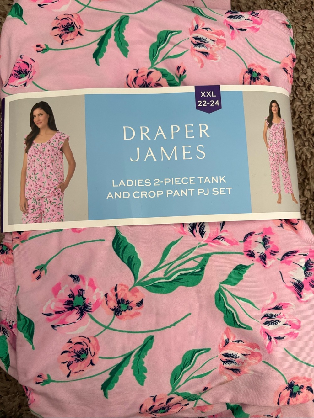 Draper James Pink Floral Tank & Crop Pajama Set